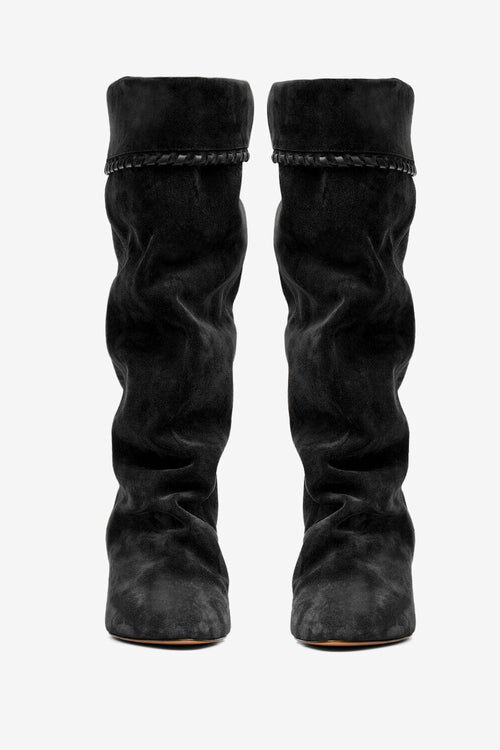 Elita Draped Suede Calfskin Leather Boots Elita Draped Suede Calfskin Leather Boots