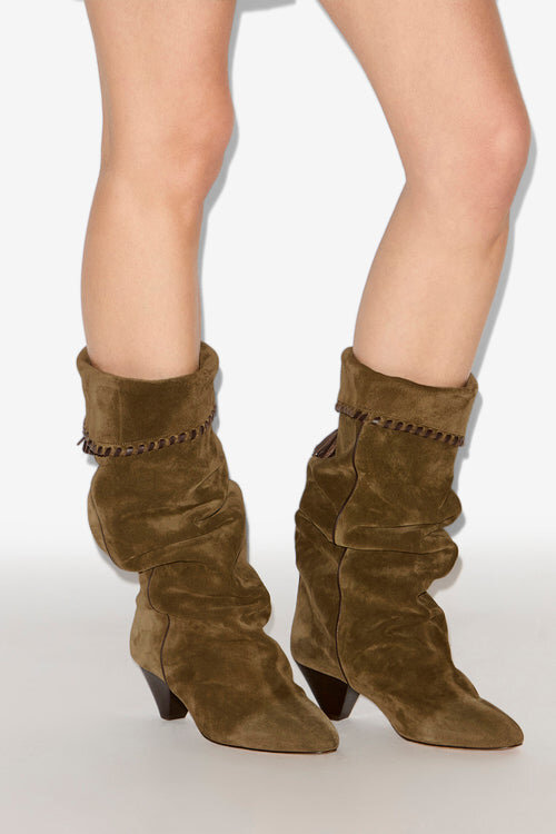 Elita Draped Suede Calfskin Leather Boots Elita Draped Suede Calfskin Leather Boots