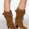 Elita Draped Suede Calfskin Leather Boots Elita Draped Suede Calfskin Leather Boots