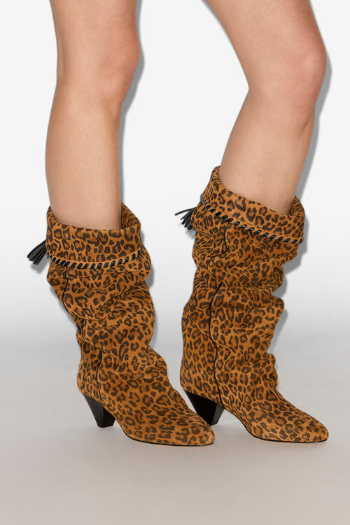 Elita Draped Suede Calfskin Leather Boots Elita Draped Suede Calfskin Leather Boots