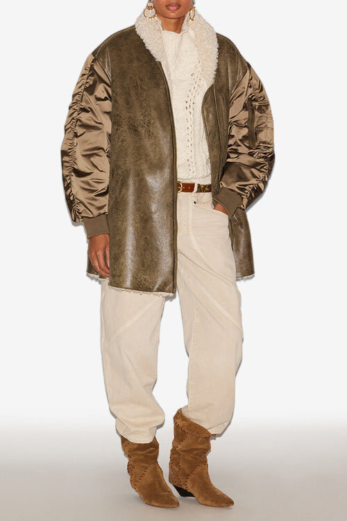 Evina Satin and Faux Leather Coat Evina Satin and Faux Leather Coat
