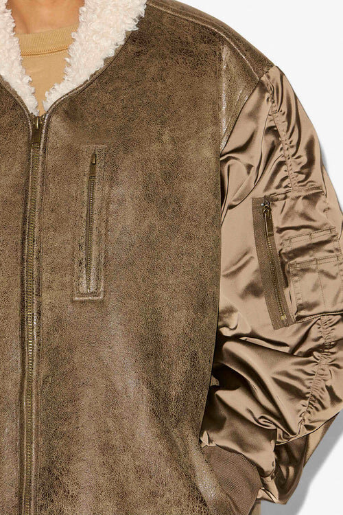 Evina Satin and Faux Leather Coat Evina Satin and Faux Leather Coat