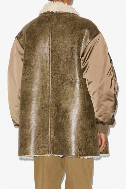 Evina Satin and Faux Leather Coat Evina Satin and Faux Leather Coat