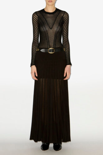 Ezra Long Pleated Knit Skirt