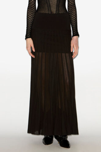 Ezra Long Pleated Knit Skirt