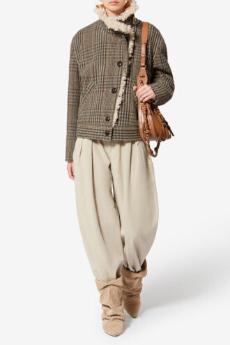 Fadia Short Prince-Of-Wales Check Virgin Wool Coat