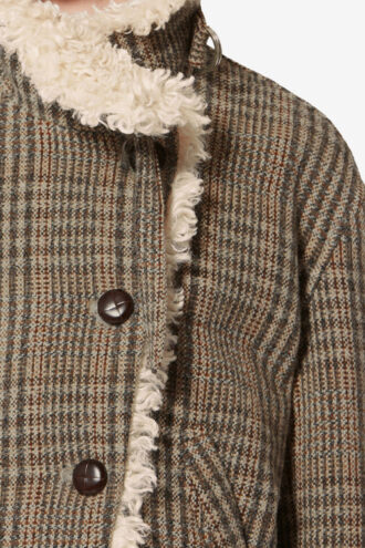 Fadia Short Prince-Of-Wales Check Virgin Wool Coat