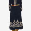 Feliana Long Embroidered Crepe Dress Feliana Long Embroidered Crepe Dress