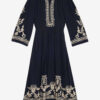 Feliana Long Embroidered Crepe Dress Feliana Long Embroidered Crepe Dress