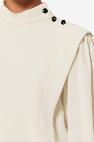 Felissa Long-Sleeve Flowing Crepe Top