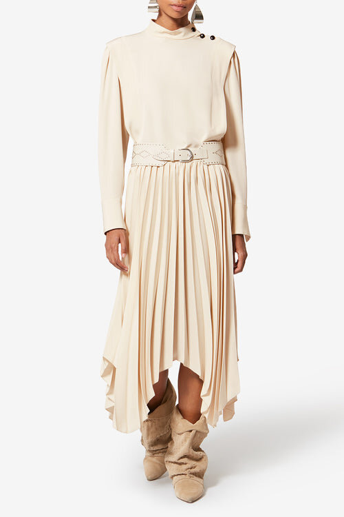 Felixa Long Pleated Flowing Crepe Skirt Felixa Long Pleated Flowing Crepe Skirt
