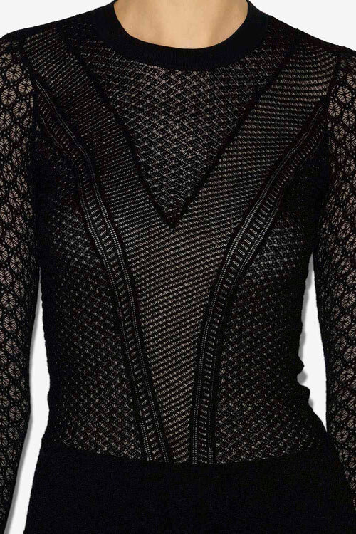 Feryelle Lace Patchwork Knit Sweater Feryelle Lace Patchwork Knit Sweater