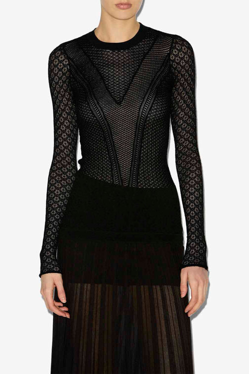 Feryelle Lace Patchwork Knit Sweater Feryelle Lace Patchwork Knit Sweater