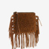 Flat Pouch Fringed Leather Clutch Bag