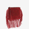 Flat Pouch Fringed Leather Clutch Bag