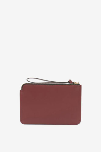 Flat Pouch Leather Clutch Bag
