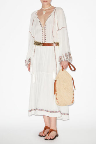 Florenza Long Embroidered Gauze Dress