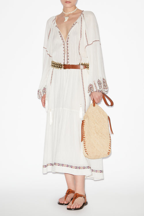 Florenza Long Embroidered Gauze Dress Florenza Long Embroidered Gauze Dress