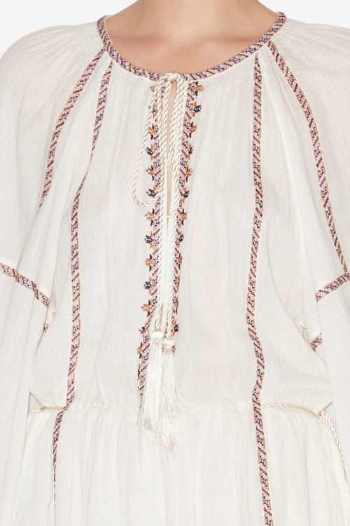 Florenza Long Embroidered Gauze Dress Florenza Long Embroidered Gauze Dress