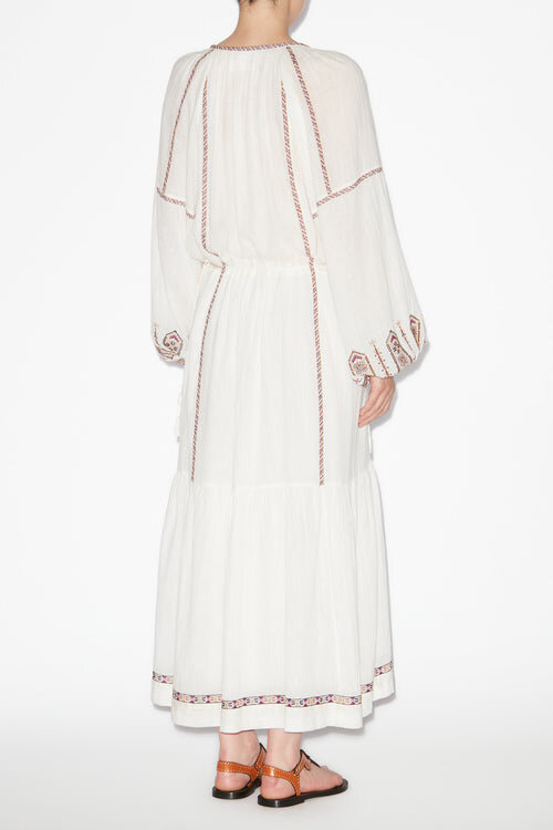 Florenza Long Embroidered Gauze Dress Florenza Long Embroidered Gauze Dress