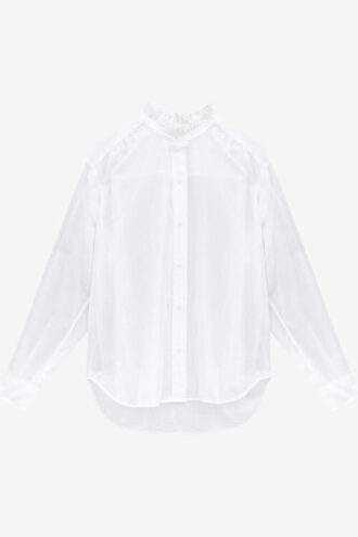 Frilled-Neck Cotton Shirt