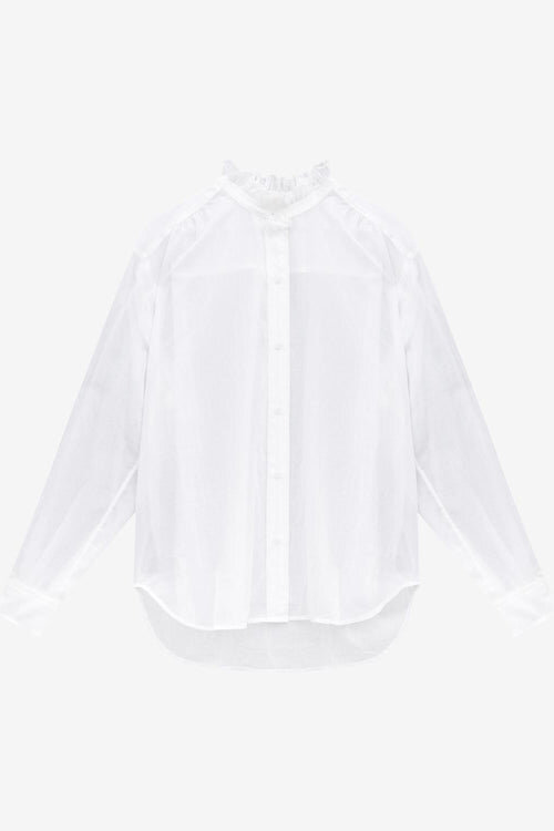 Frilled-Neck Cotton Shirt Frilled-Neck Cotton Shirt