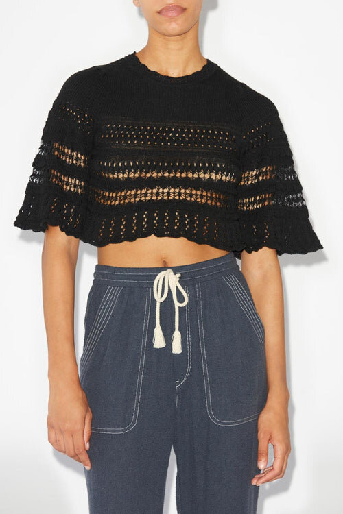 Frizy Crochet Knit Cropped Top Frizy Crochet Knit Cropped Top