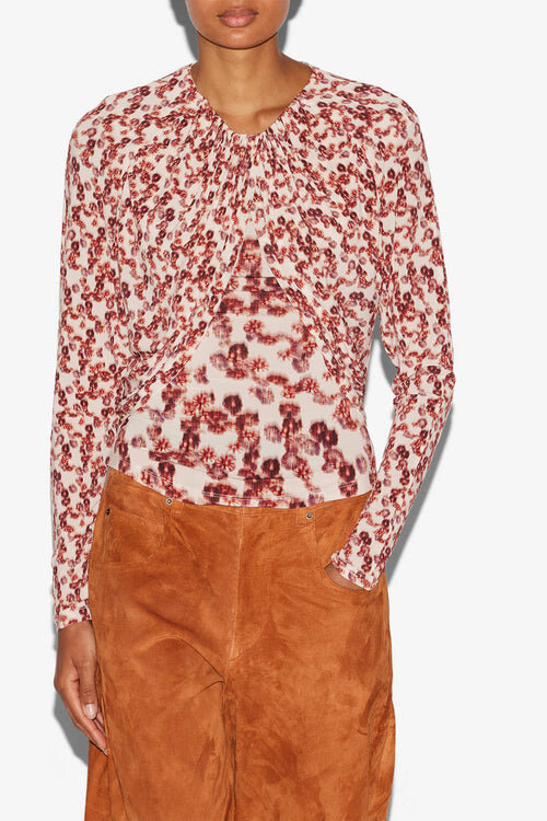 Gaetane Draped Printed Jersey Top Gaetane Draped Printed Jersey Top