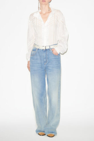 Gaia Blouse in Plain-Colored Cotton Voile Gaia Blouse in Plain-Colored Cotton Voile