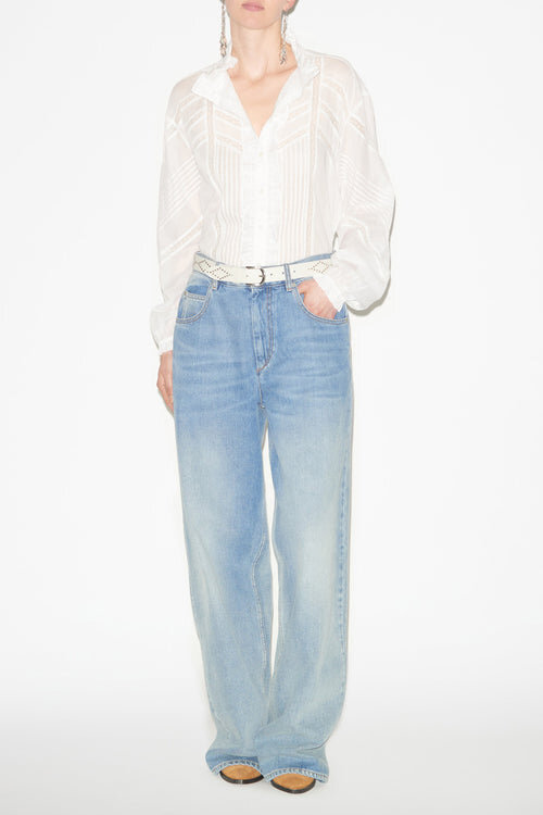 Gaia Blouse in Plain-Colored Cotton Voile Gaia Blouse in Plain-Colored Cotton Voile