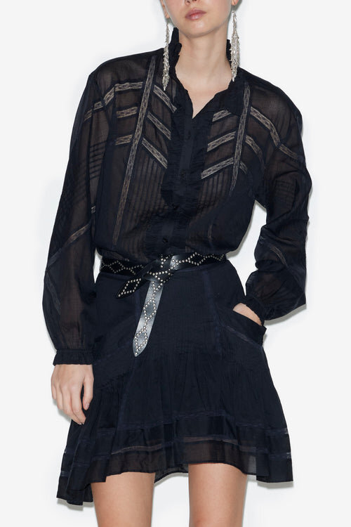 Gaia Blouse in Plain-Colored Cotton Voile Gaia Blouse in Plain-Colored Cotton Voile
