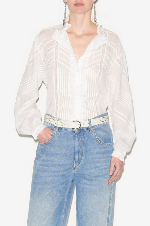 Gaia Blouse in Plain-Colored Cotton Voile Gaia Blouse in Plain-Colored Cotton Voile