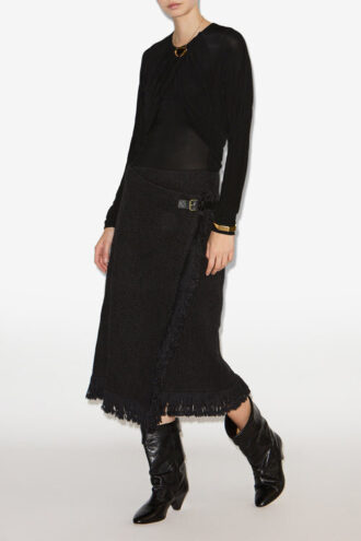 Galla Cotton and Linen Wrap Skirt
