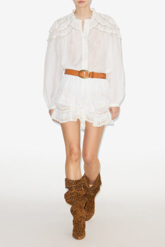 Geana Frilly Cotton and Lace Shorts
