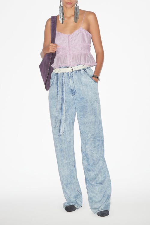 Gloria Strappy Top in Plain-Colored Cotton Voile Gloria Strappy Top in Plain-Colored Cotton Voile