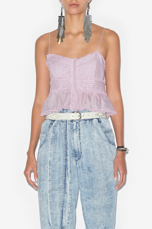 Gloria Strappy Top in Plain-Colored Cotton Voile Gloria Strappy Top in Plain-Colored Cotton Voile
