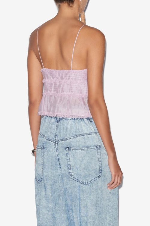 Gloria Strappy Top in Plain-Colored Cotton Voile Gloria Strappy Top in Plain-Colored Cotton Voile