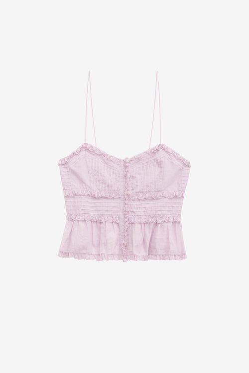 Gloria Strappy Top in Plain-Colored Cotton Voile Gloria Strappy Top in Plain-Colored Cotton Voile