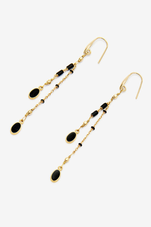 Gold-Finish Brass Pendant Earrings Gold-Finish Brass Pendant Earrings