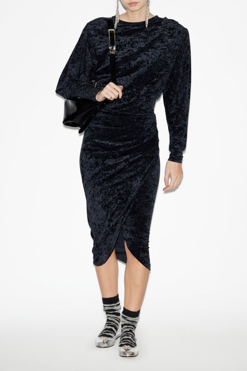 Hadley Midi Dress in Gathered Velvet Hadley Midi Dress in Gathered Velvet