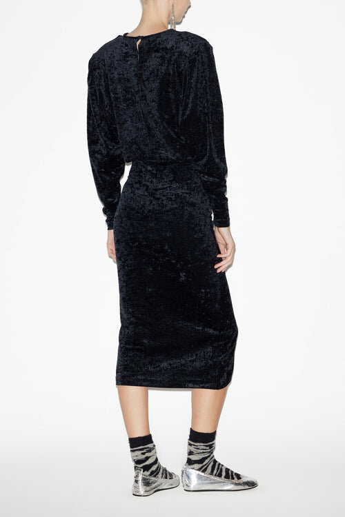 Hadley Midi Dress in Gathered Velvet Hadley Midi Dress in Gathered Velvet