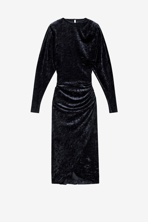 Hadley Midi Dress in Gathered Velvet Hadley Midi Dress in Gathered Velvet