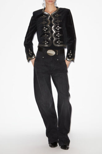 Hady Short Embroidered Velvet Jacket