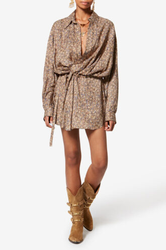 Harmony Floral Silk Jacquard Shirt Dress