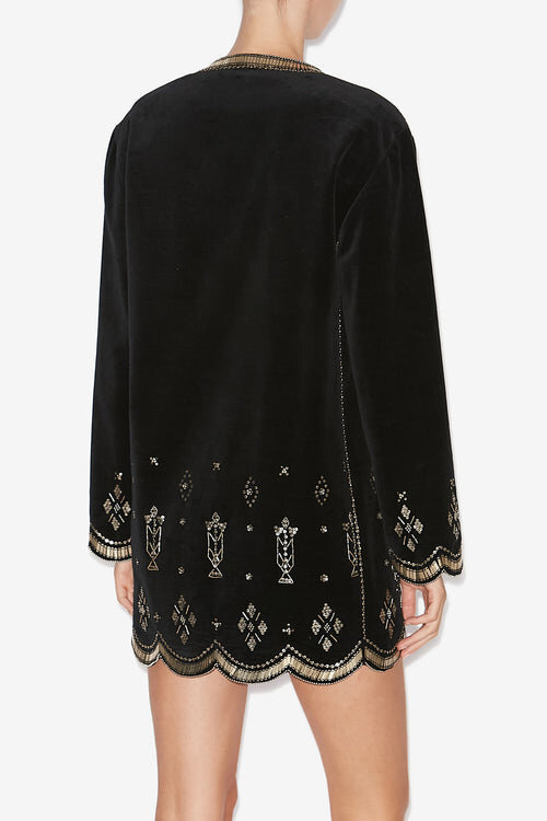 Helene Short Embroidered Velvet Dress Helene Short Embroidered Velvet Dress