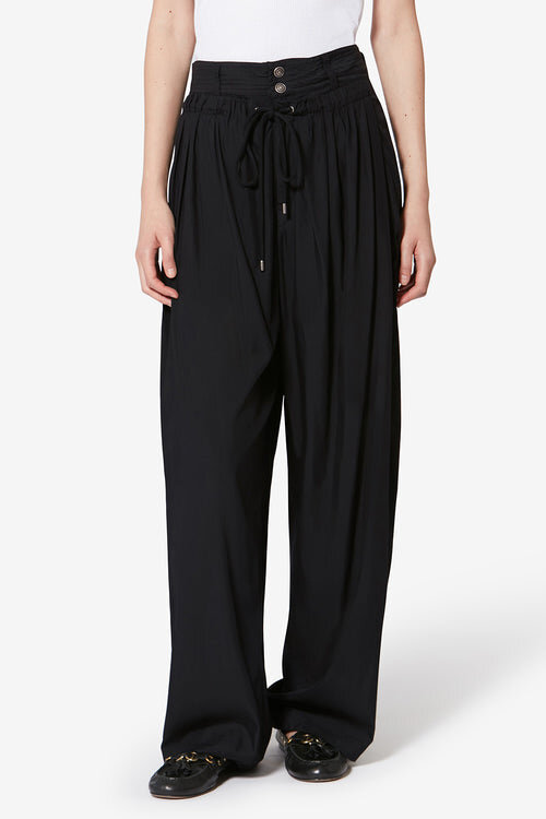 Inaya Wide-Leg Layered Waistband Pants Inaya Wide-Leg Layered Waistband Pants