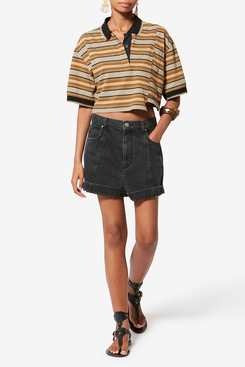 Isalyne Striped Cotton Piqué Polo Shirt Isalyne Striped Cotton Piqué Polo Shirt