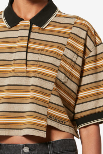 Isalyne Striped Cotton Piqué Polo Shirt