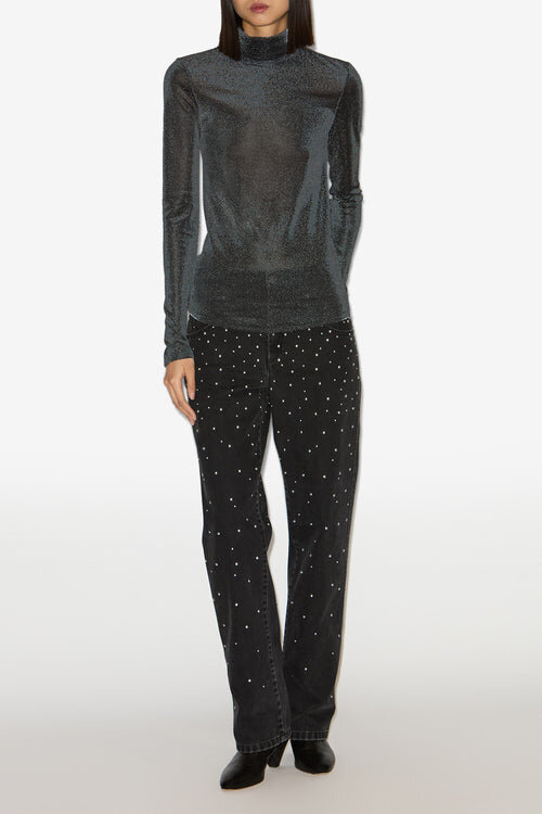 Jadia Lurex Stand-Up Collar Top Jadia Lurex Stand-Up Collar Top