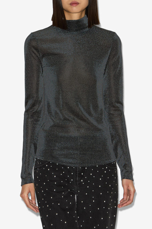 Jadia Lurex Stand-Up Collar Top Jadia Lurex Stand-Up Collar Top